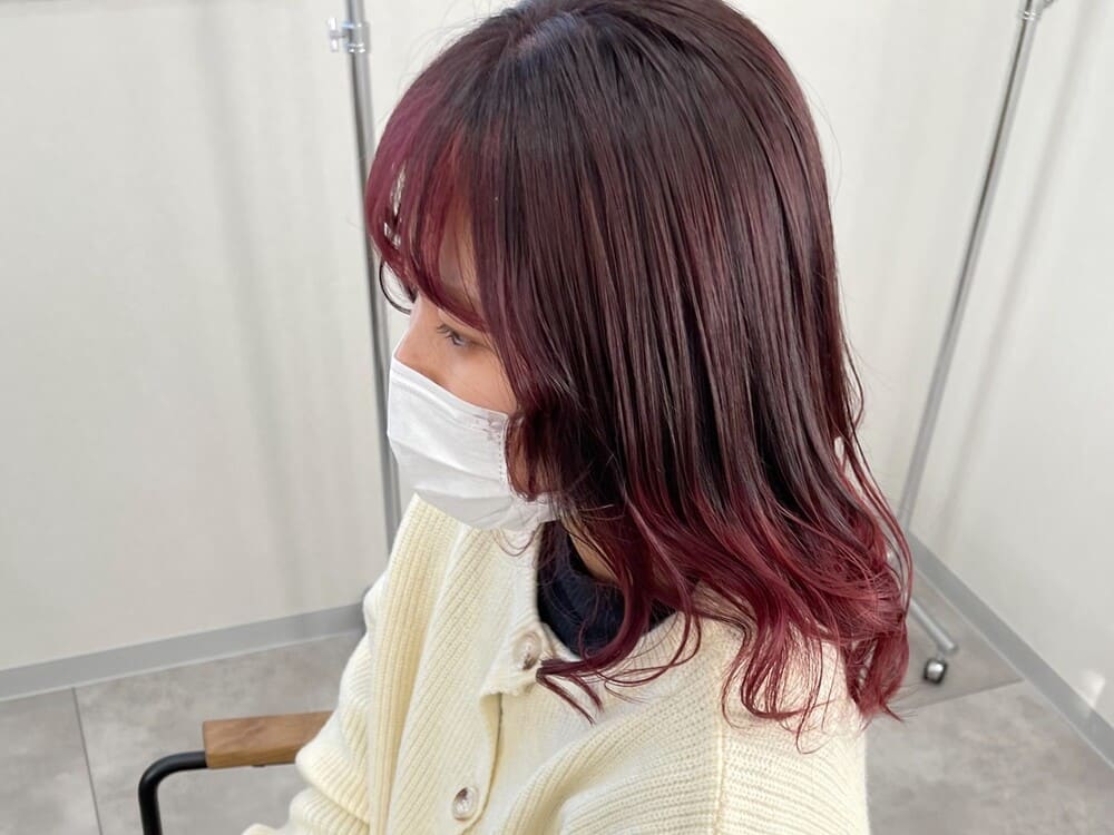 前髪カラー × ピンク