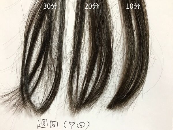 ヘアカラー当日からシャンプー→1週間経過（7回シャンプー）した髪