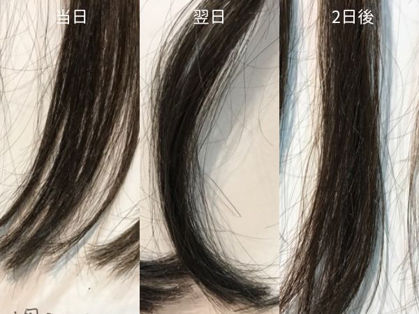 20分放置→3週間経過（21回シャンプー）した髪