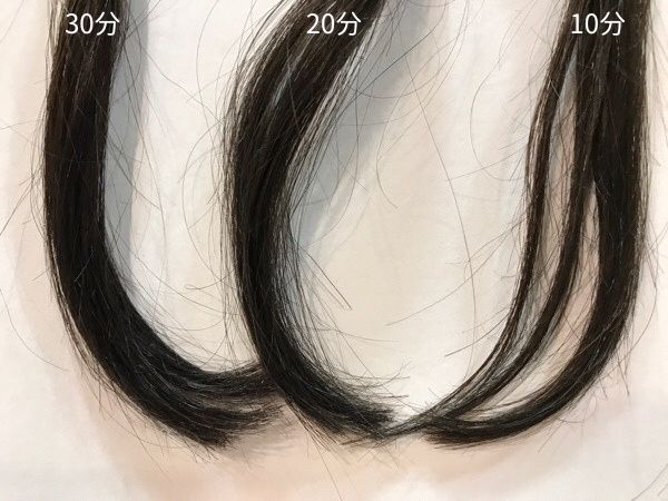 ヘアカラー翌日（24時間後）からシャンプー→3週間経過（21回シャンプー）した髪